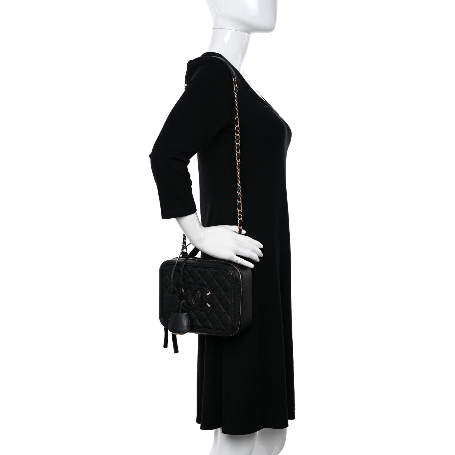 Chanel Caviar Quilted Medium CC Filigree Vanity Case Black 2 of 10