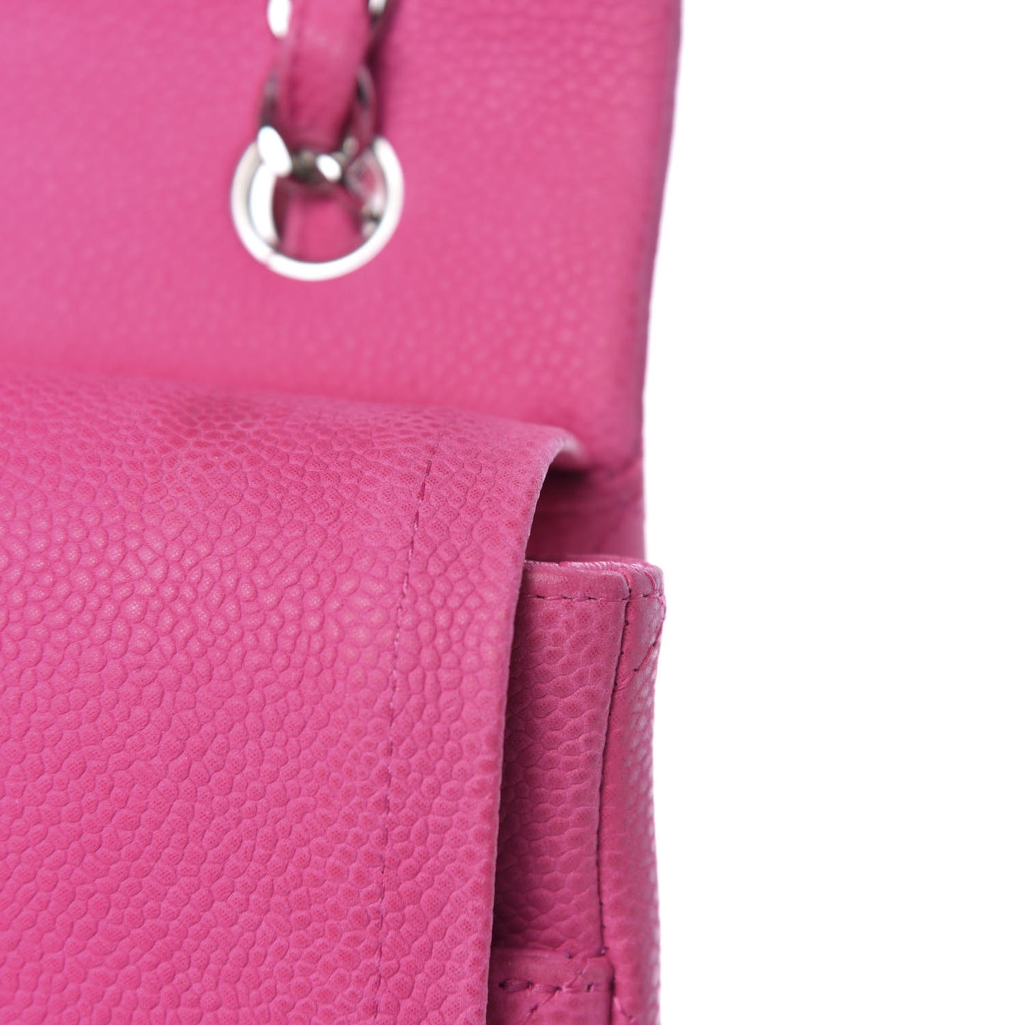 Iridescent Caviar Quilted Maxi Double Flap Hot Pink