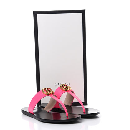 Gucci Calfskin GG Marmont Thong Sandals 37 Fuxia Fluo 11 of 11