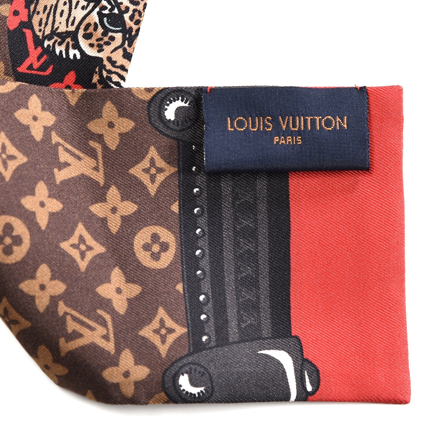 Silk Monogram Jaguar Animalle Bandeau Scarf Marron