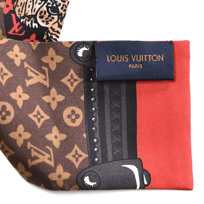 Louis Vuitton Silk Monogram Jaguar Animalle Bandeau Scarf Marron 2 of 3