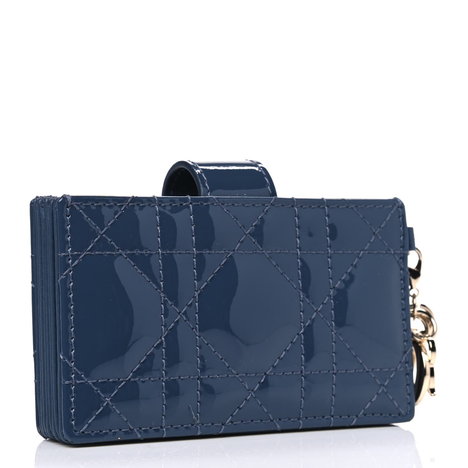 Christian Dior Patent Cannage Lady Dior 5-Gusset Card Holder Navy Blue 2 of 4