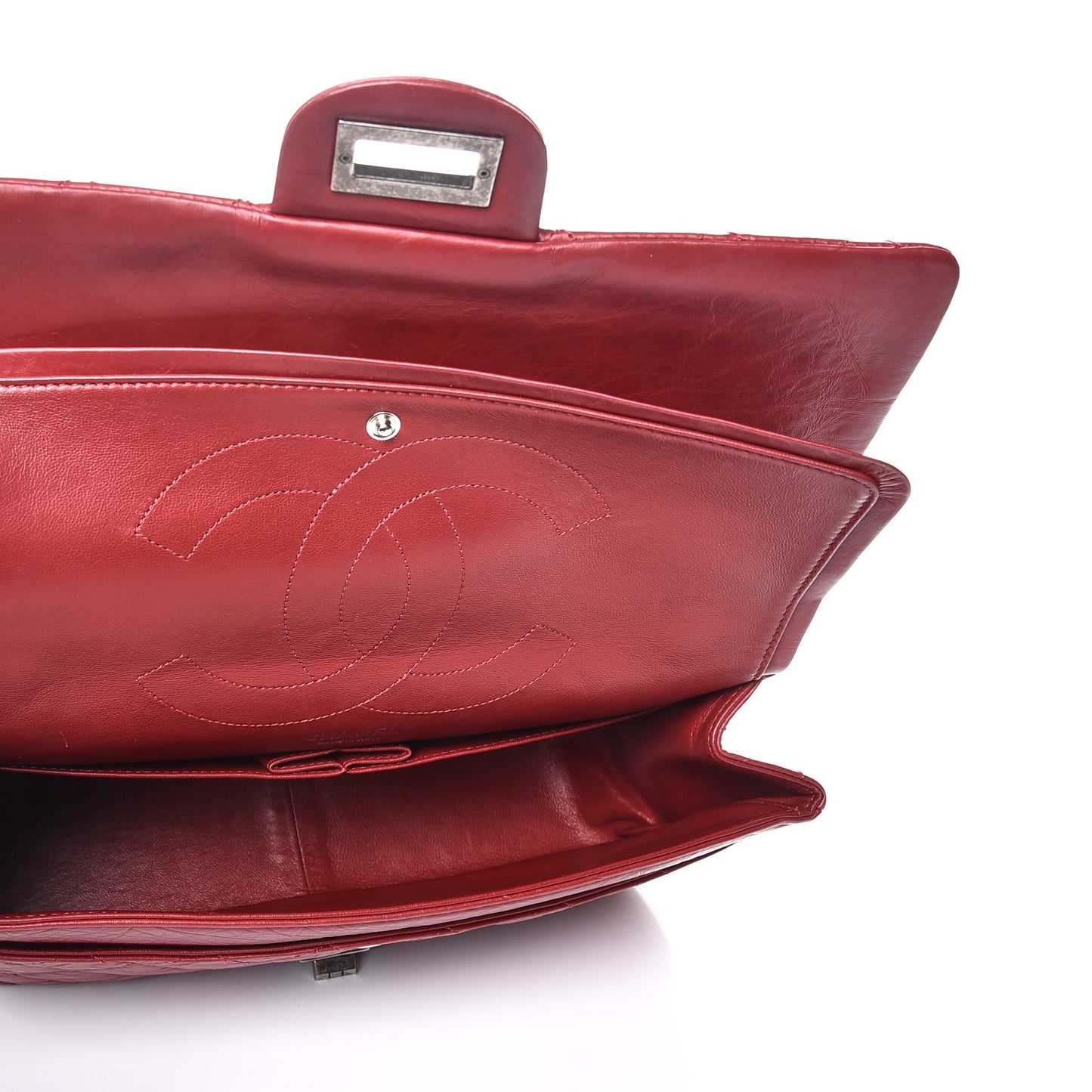 Aged Calfskin Quilted 2.55 Reissue 227 Flap Red