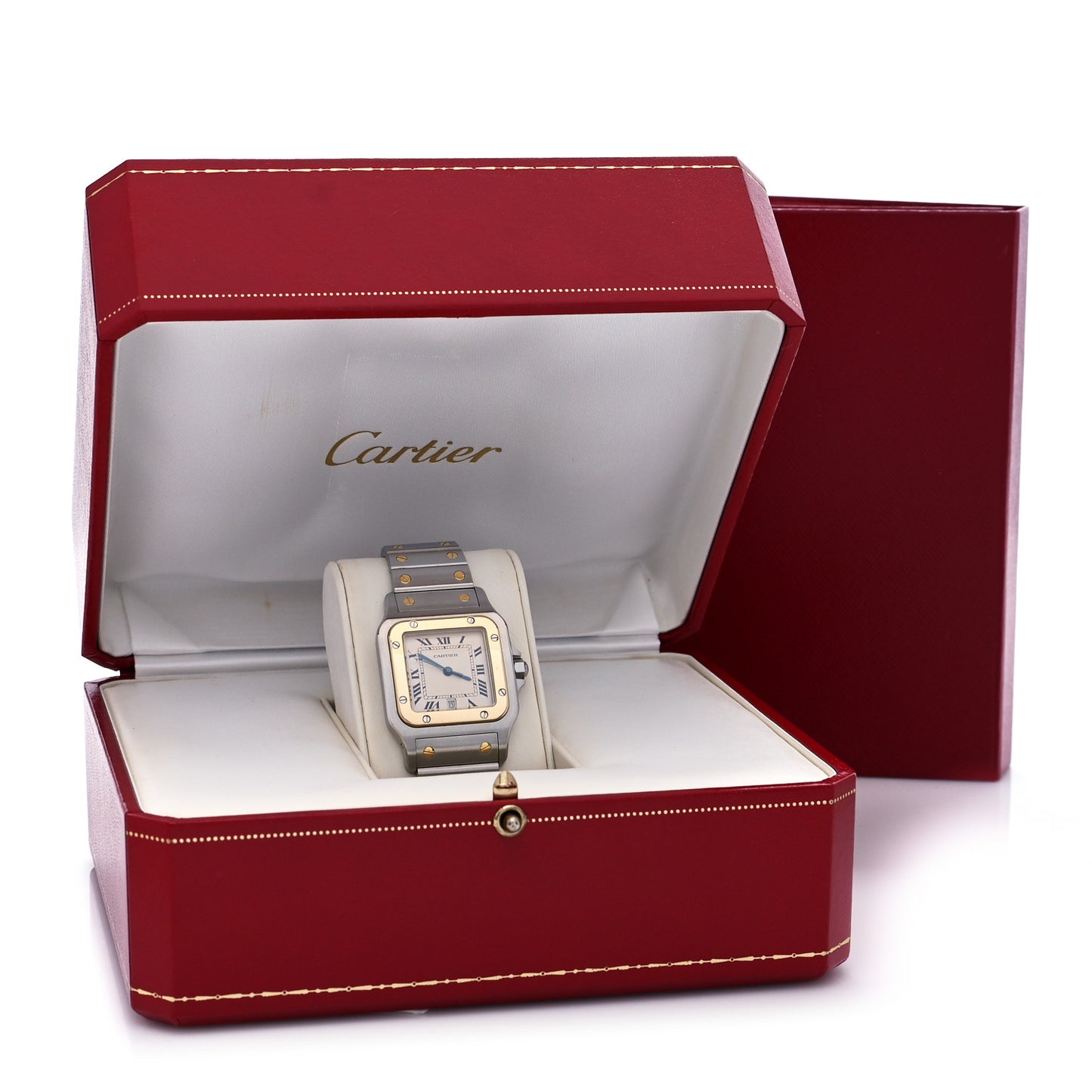 Stainless Steel 18K Yellow Gold 29mm Santos De Cartier Galbee Quartz Watch
