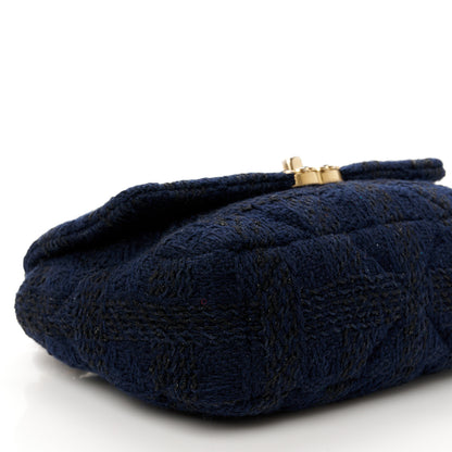 Chanel Tweed Quilted Medium Chanel 19 Flap Navy Blue Black 9 of 10