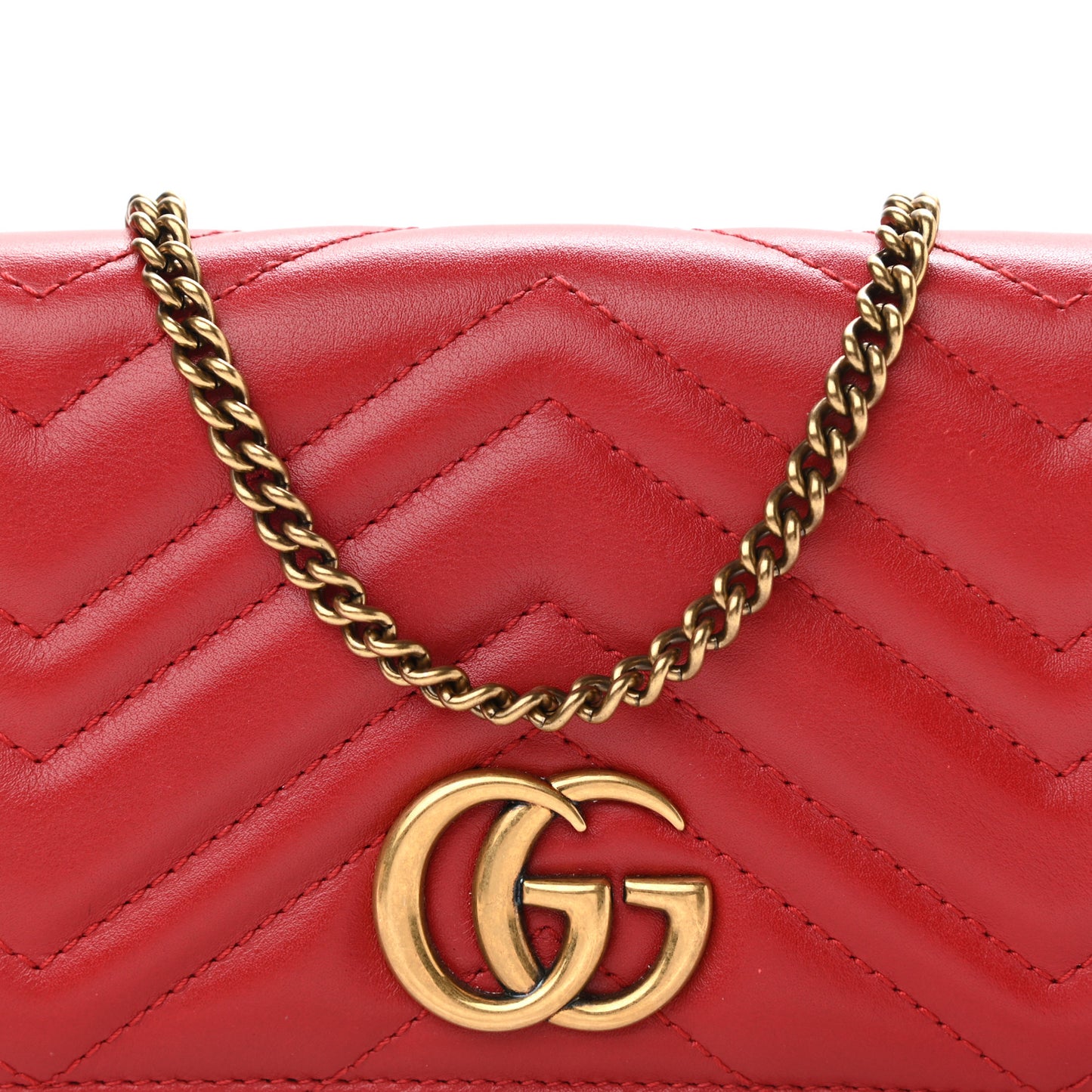Calfskin Matelasse GG Marmont Mini Bag Hibiscus Red