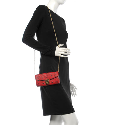 MCM Visetos Large Patricia Chain Wallet Red 2 of 8