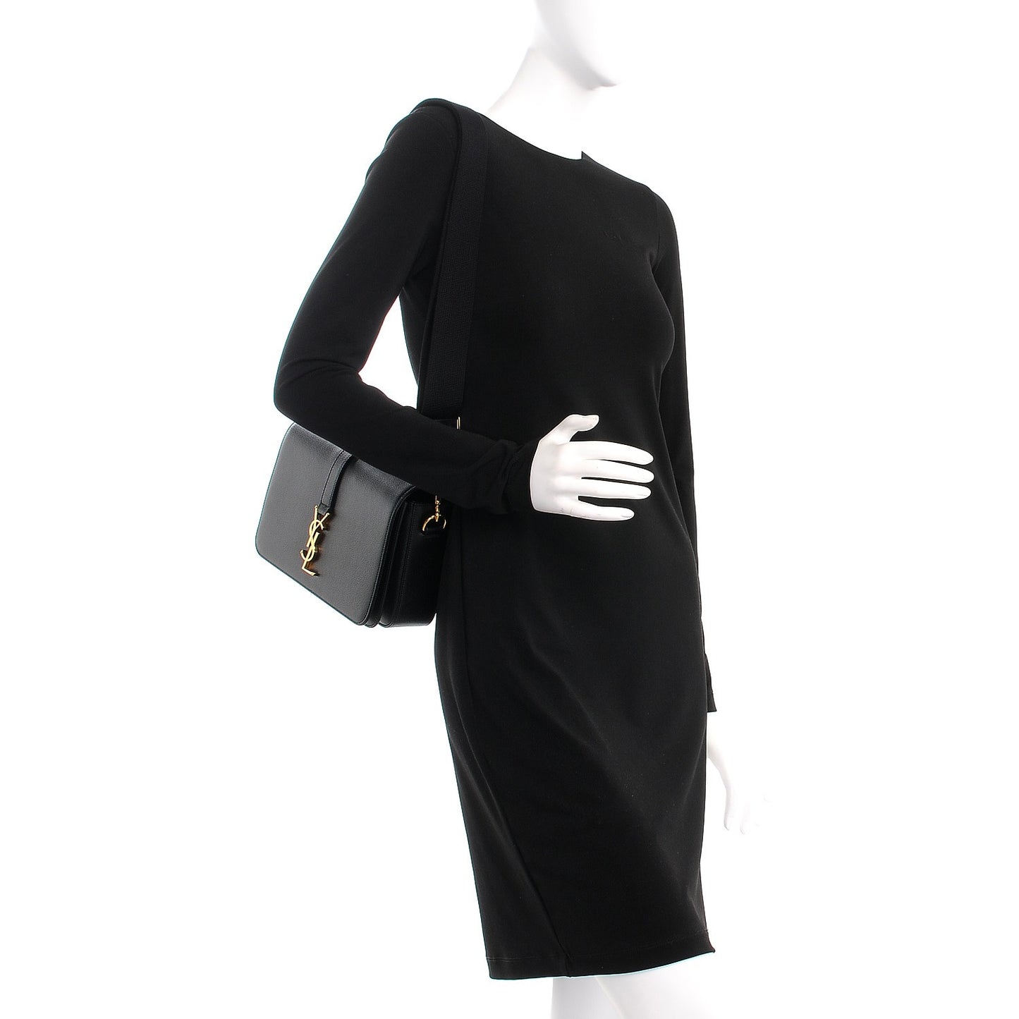 Textured Calfskin Medium Classic Monogram Universite Bag Black