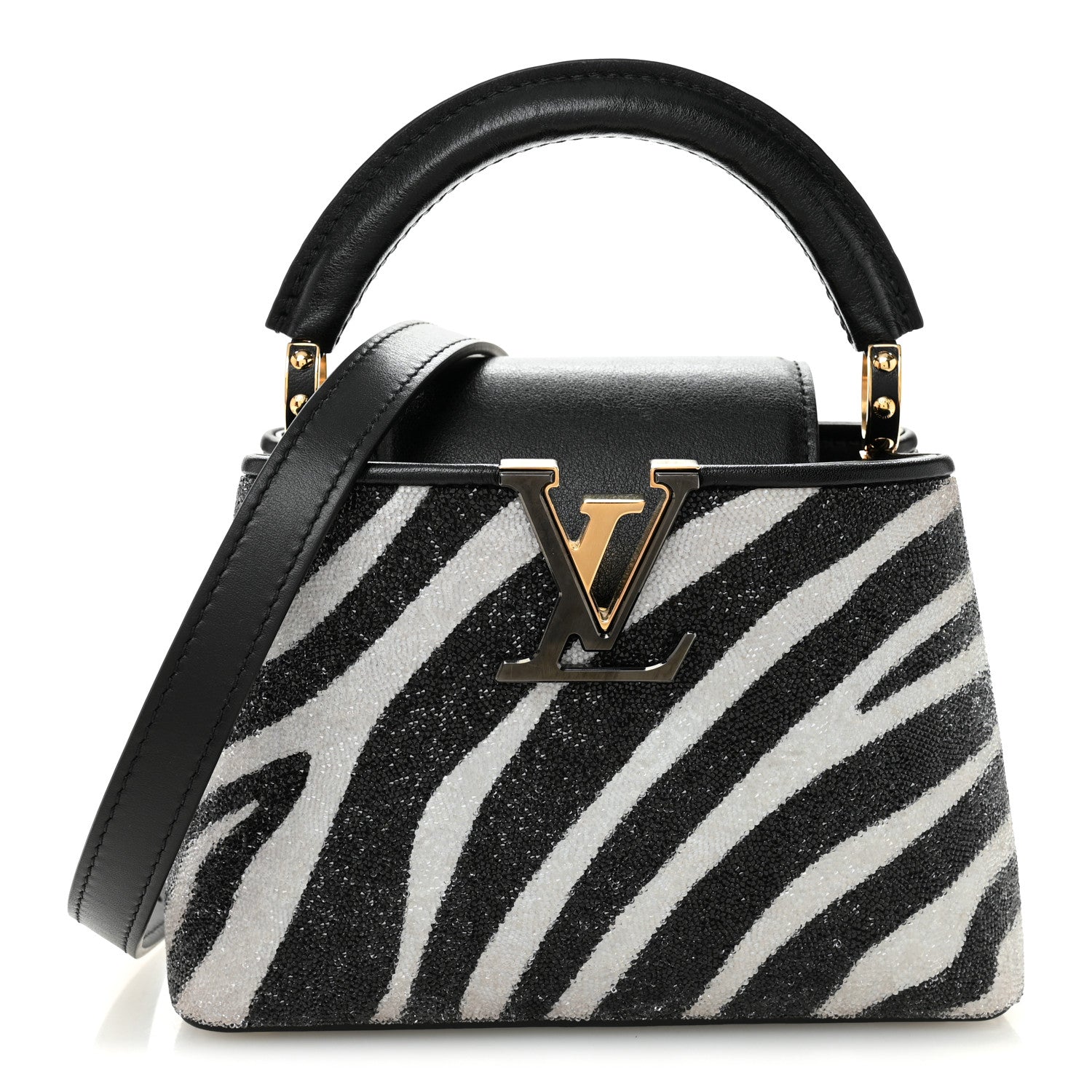 Louis Vuitton Swarovski Calfskin Capucines Mini Zebra 1781929 ...