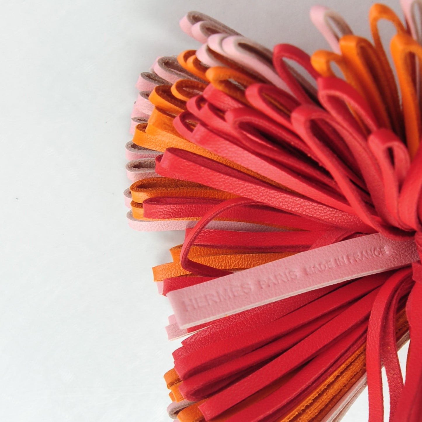 Lambskin Tri-Color Carmen Tassel Key Holder Rose Sakura Orange Bougainvillea