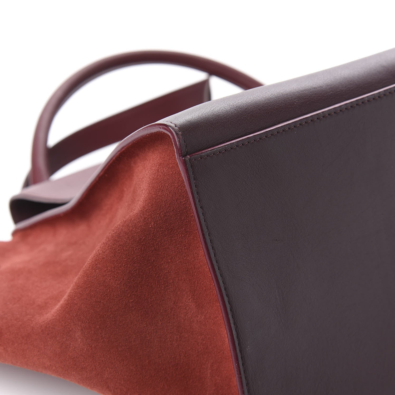 Celine Drummed Calfskin Suede Medium Trapeze Burgundy 7 of 10