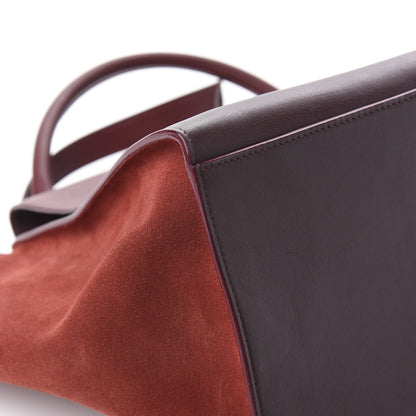 Celine Drummed Calfskin Suede Medium Trapeze Burgundy 7 of 10