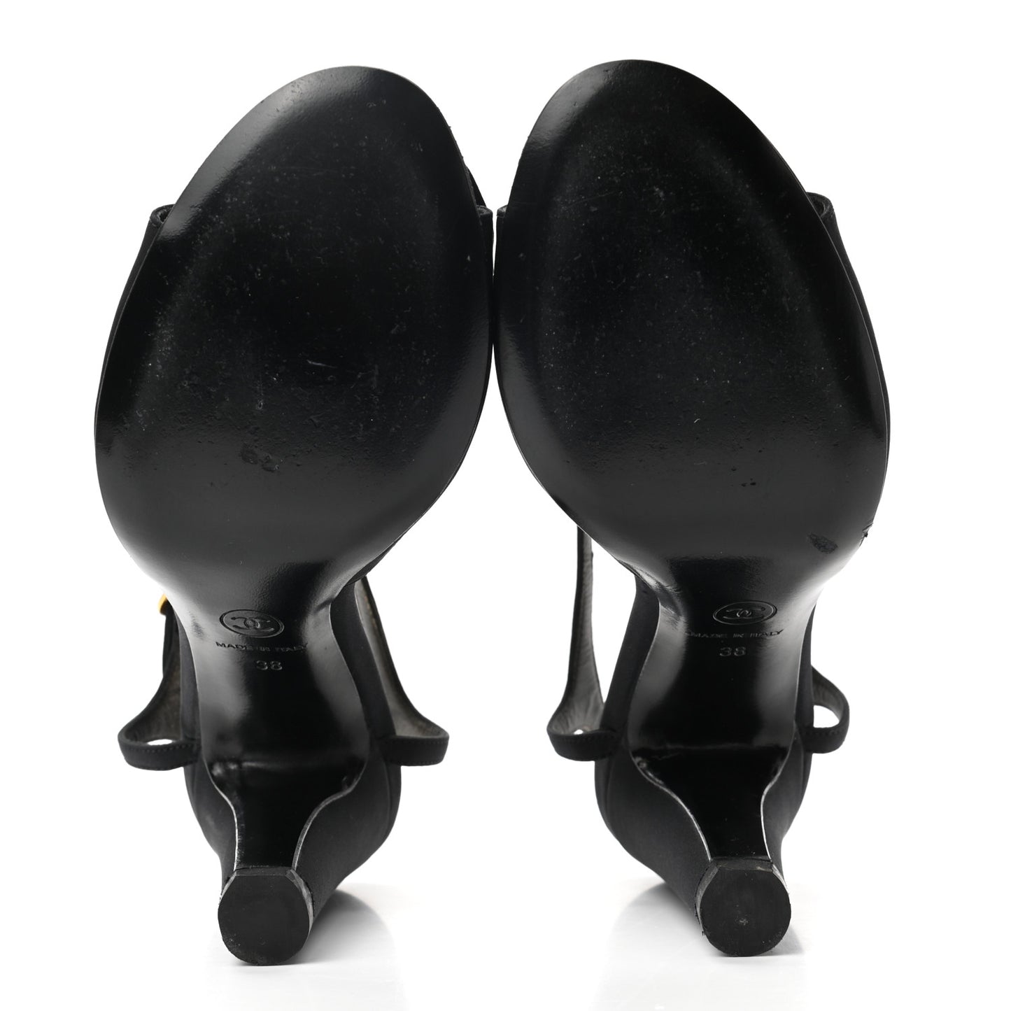Satin Canvas Pearl Bow Sandals 38 Black