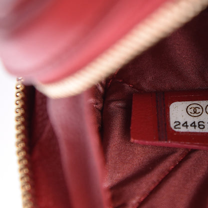Chanel Caviar Quilted Small Curvy Pouch Cosmetic Case Dark Red 7 of 10