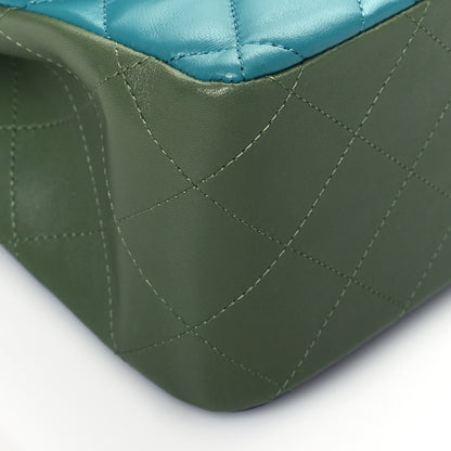 Chanel Lambskin Quilted Tri-Color Jumbo Double Flap Navy Blue Green 8 of 9