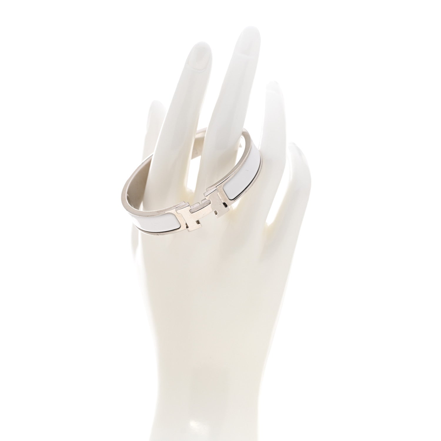 Hermes Enamel Narrow Clic Clac H Bracelet PM White 2 of 5