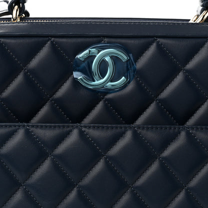 Chanel Lambskin Quilted Large Trendy CC Bowling Bag Blue 8 of 10