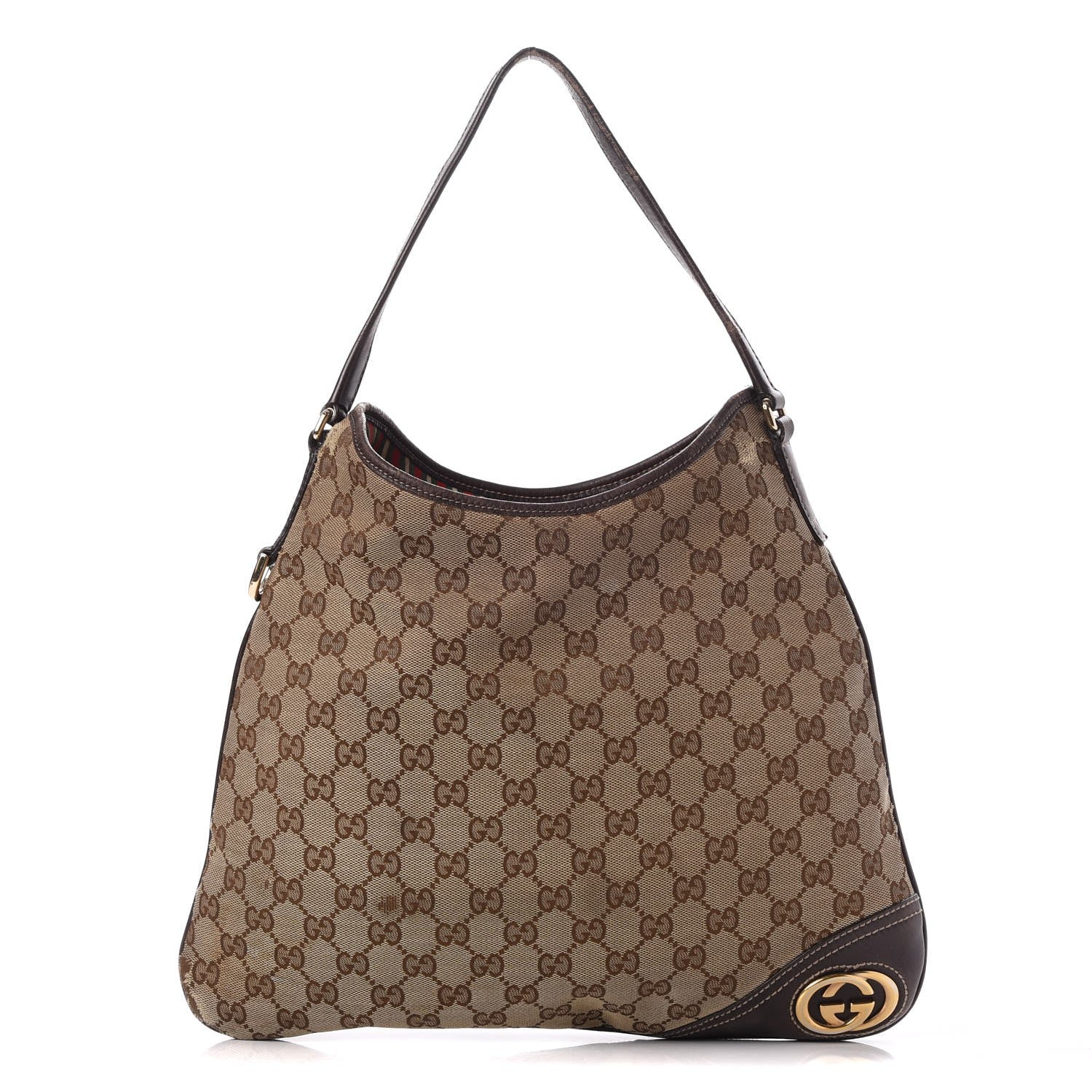 Gucci Monogram Medium New Britt Hobo Dark Brown 1 of 14