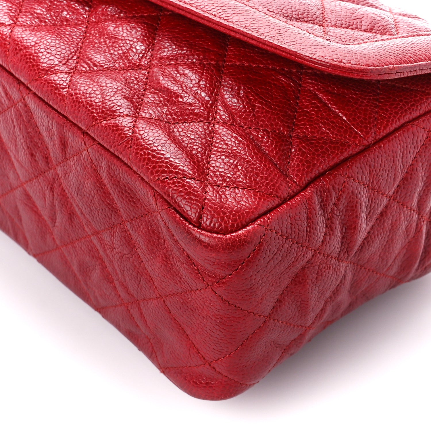 Chanel Crumpled Grained Calfskin Quilted Large Two Tone Flap Bag Red 11 of 13
