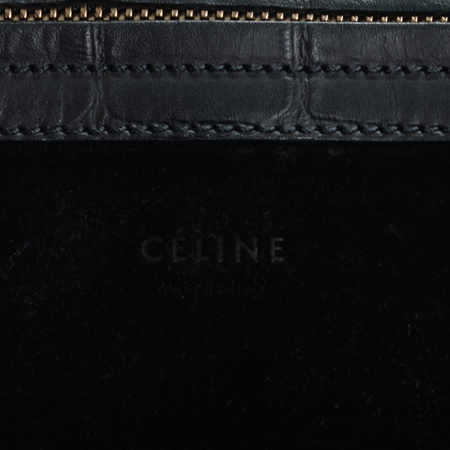 Celine Crocodile Embossed Calfskin Medium Phantom Luggage Black 7 of 8