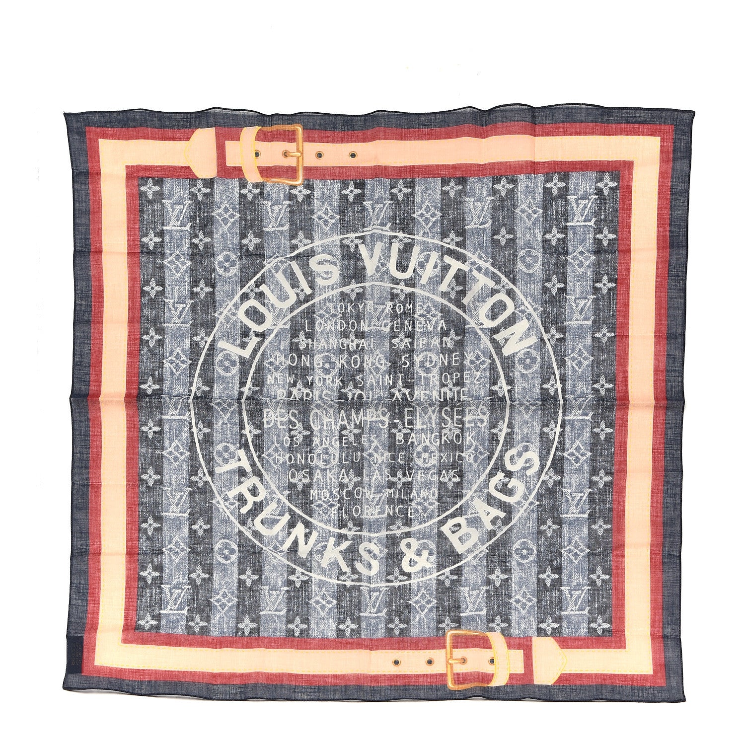 Louis Vuitton Silk Monogram Trunks and Bags Scarf Blue 1 of 5