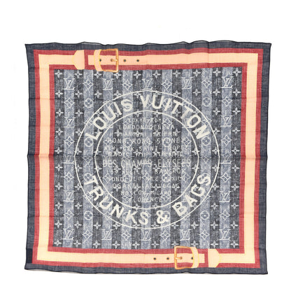 Louis Vuitton Silk Monogram Trunks and Bags Scarf Blue 1 of 5