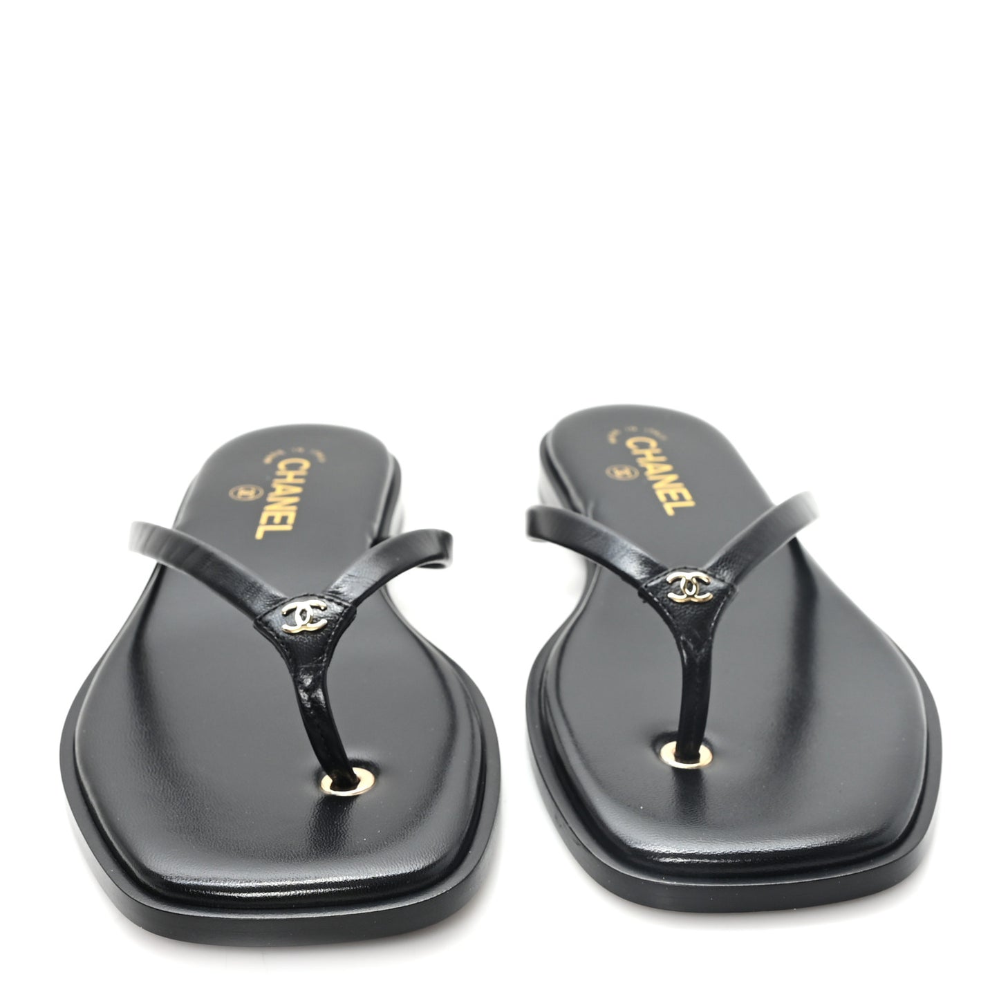 Goatskin CC Times Square Thong Sandals 40 Black