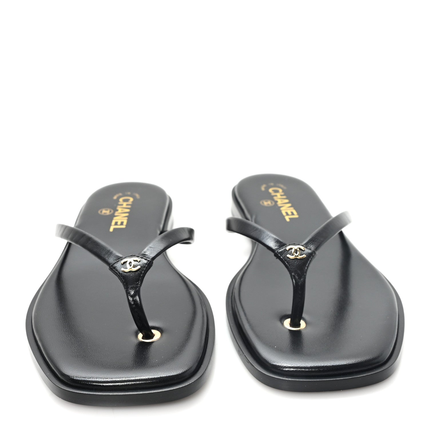 Chanel Goatskin CC Times Square Thong Sandals 40 Black 3 of 10