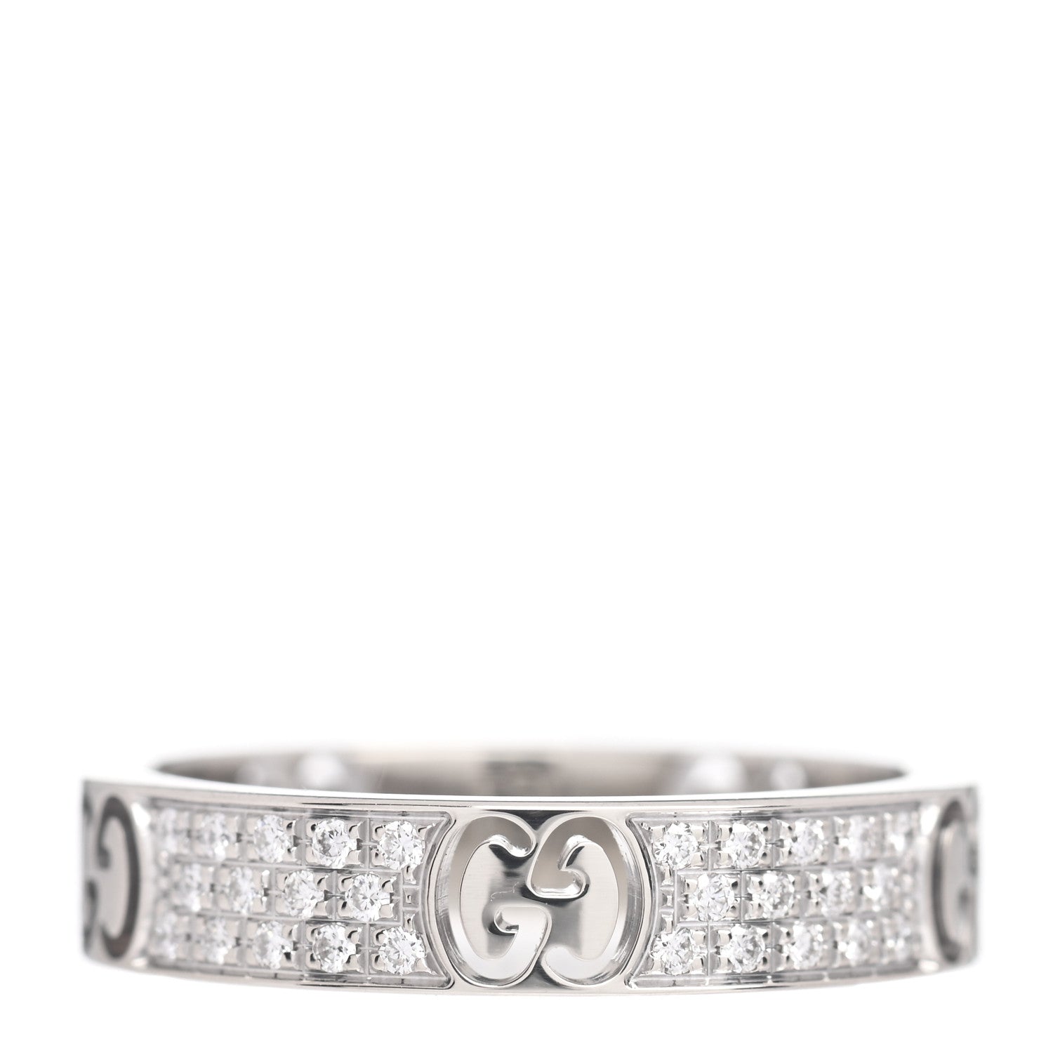 Gucci 18K White Gold Diamond Icon Stardust Band Ring 49 4.75 3 of 4