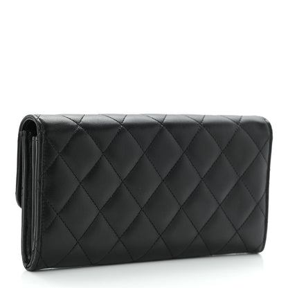 Chanel Lambskin Quilted Large Gusset Flap Wallet Black 3 of 11