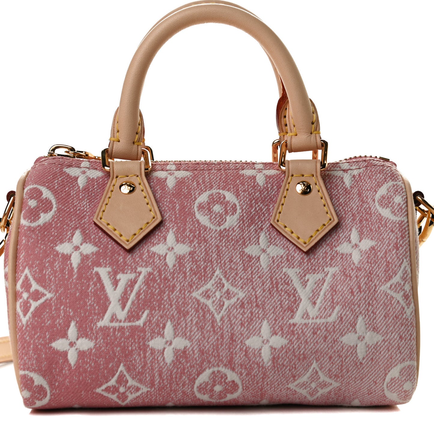 Monogram Jacquard Denim Nano Speedy Bandouliere Pink