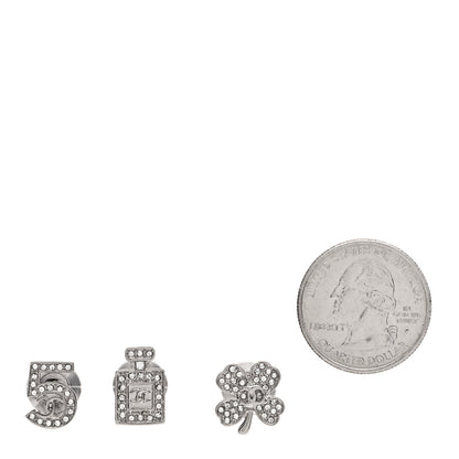 Chanel Crystal Lucky No 5 CC Brooch Set Silver 2 of 4