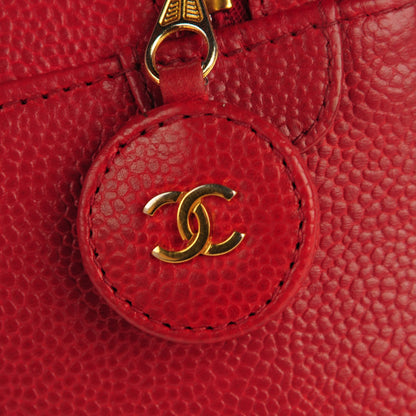 Chanel Caviar Vanity Cosmetic Case Red 10 of 10