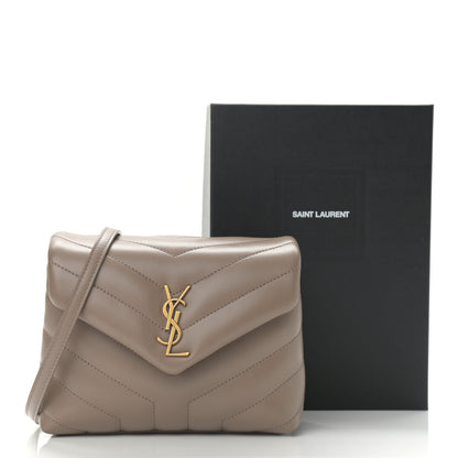 Saint Laurent Calfskin Y Quilted Monogram Toy Loulou Crossbody Bag Taupe 11 of 11