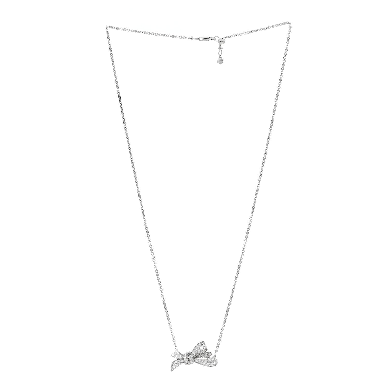 Graff 18K White Gold Diamond Tilda's Bow Pendant Necklace 3 of 7