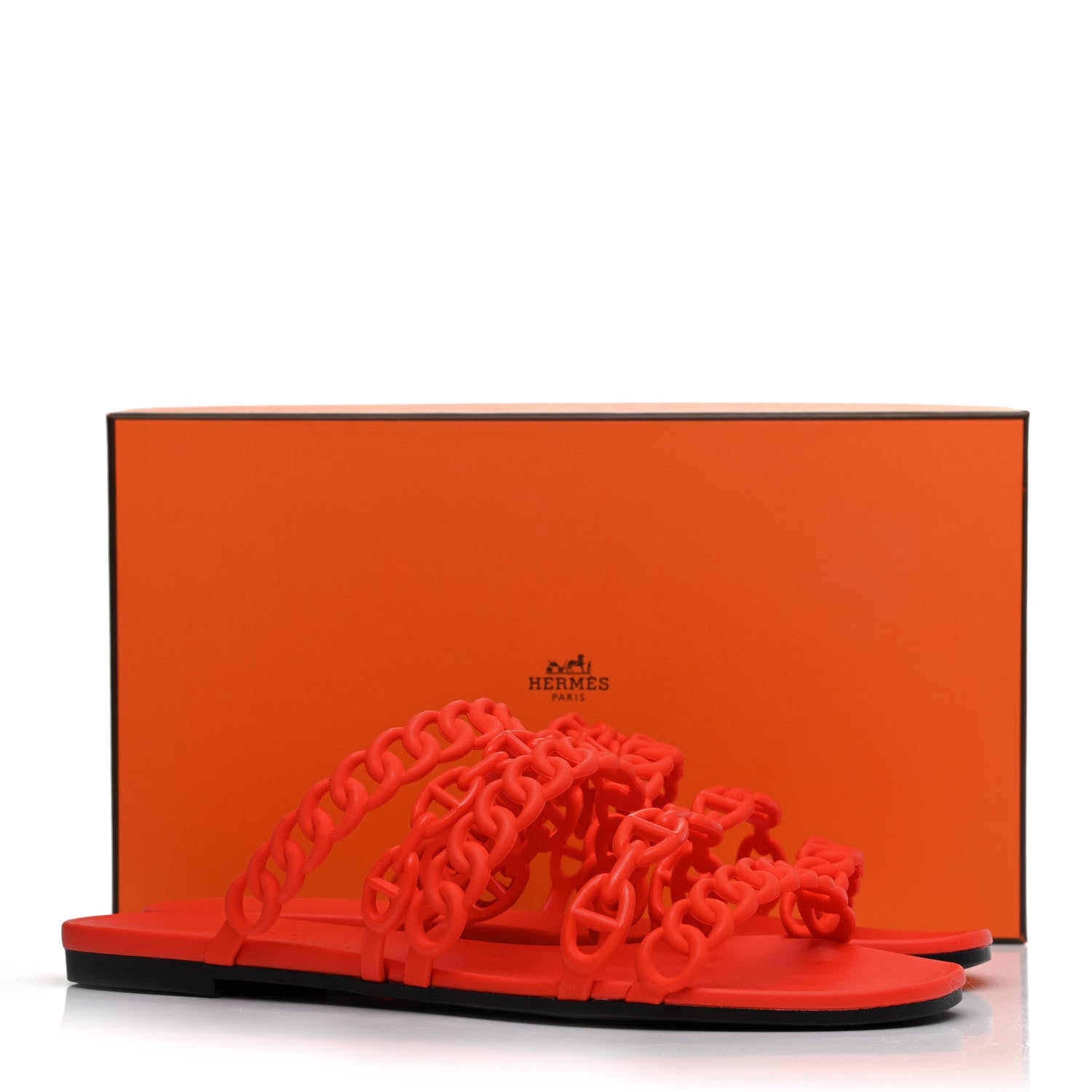 Hermes Rubber Chaine d'Ancre Nude Sandals 38 Pavot 9 of 9