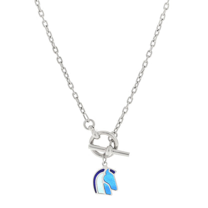 Hermes Palladium Enamel Helios Cheval Necklace Camaïeu De Bleu 1 of 3