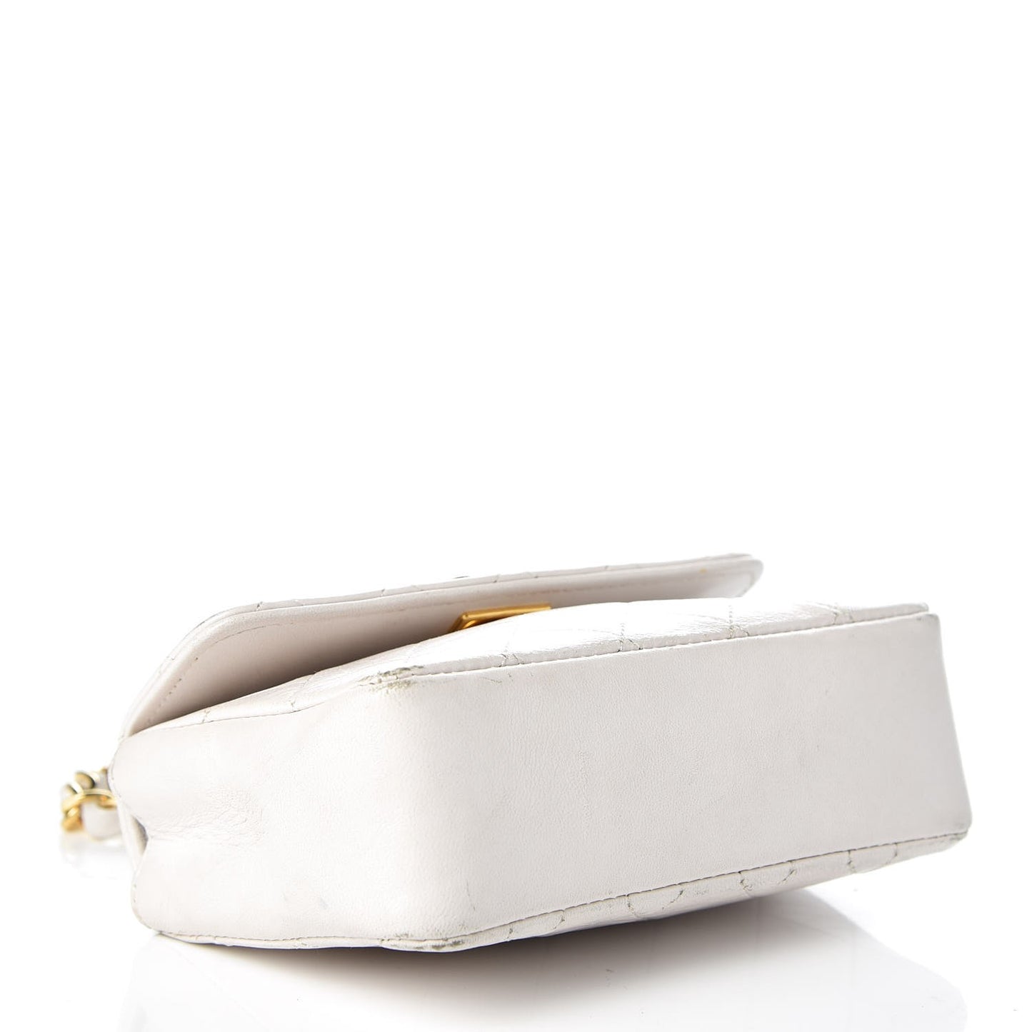 Lambskin Quilted Extra Mini Flap White