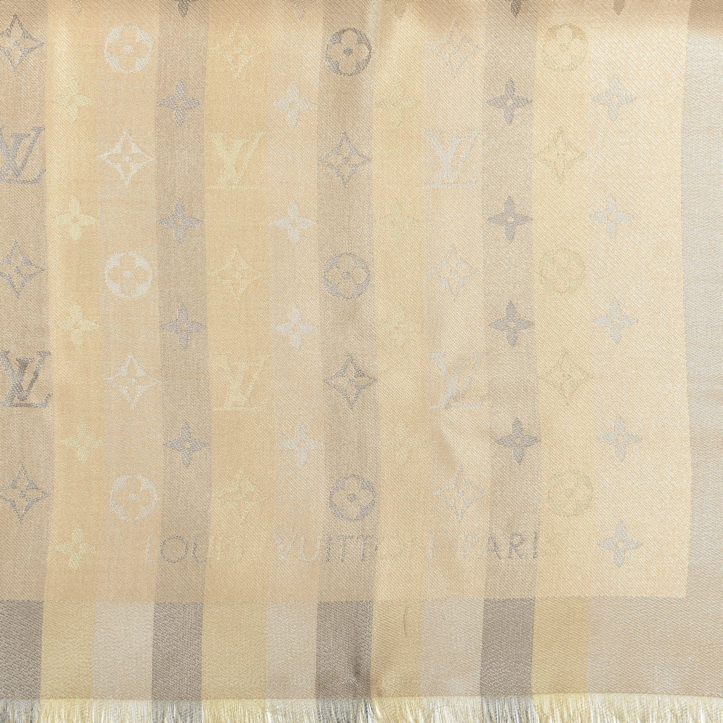 Silk Lurex Wool So Shine Monogram Shawl Beige