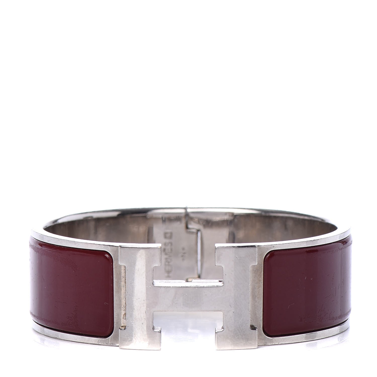 Hermes Enamel Wide Clic Clac H Bracelet PM Rouge H 1 of 5