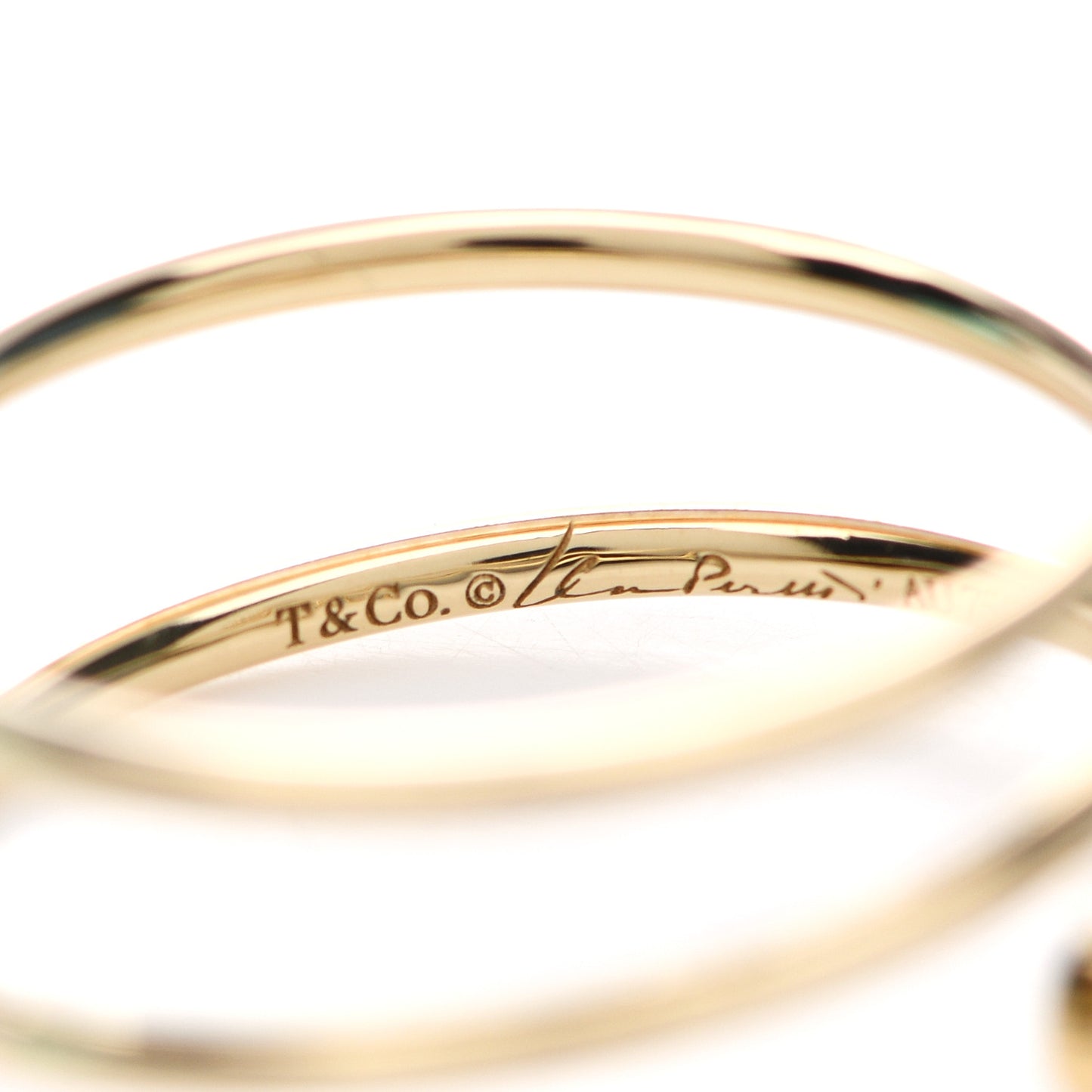 18K Yellow Gold Diamond Elsa Peretti Double Hoop Ring 53 6.25