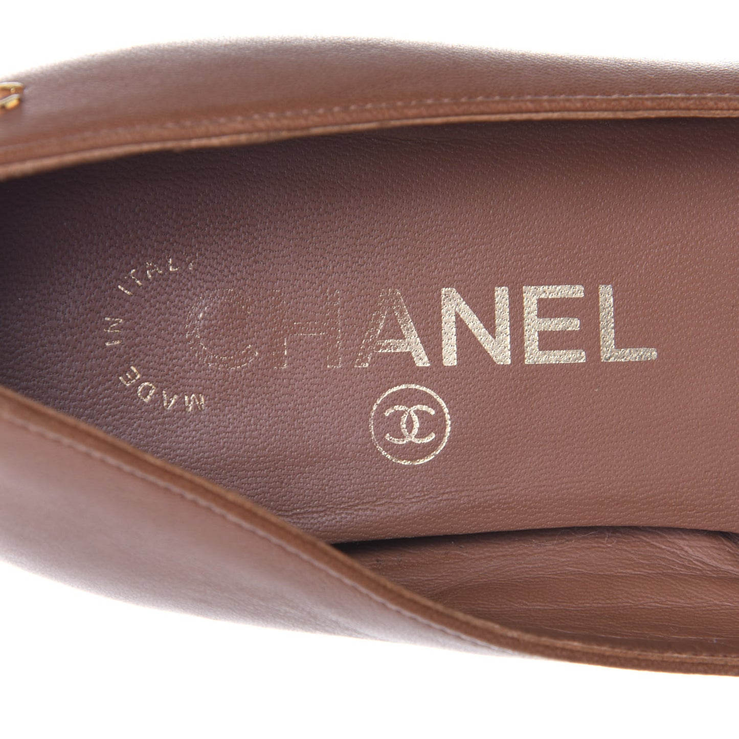 Lambskin Cap Toe CC Ballerina Flats 35.5 Marron Black