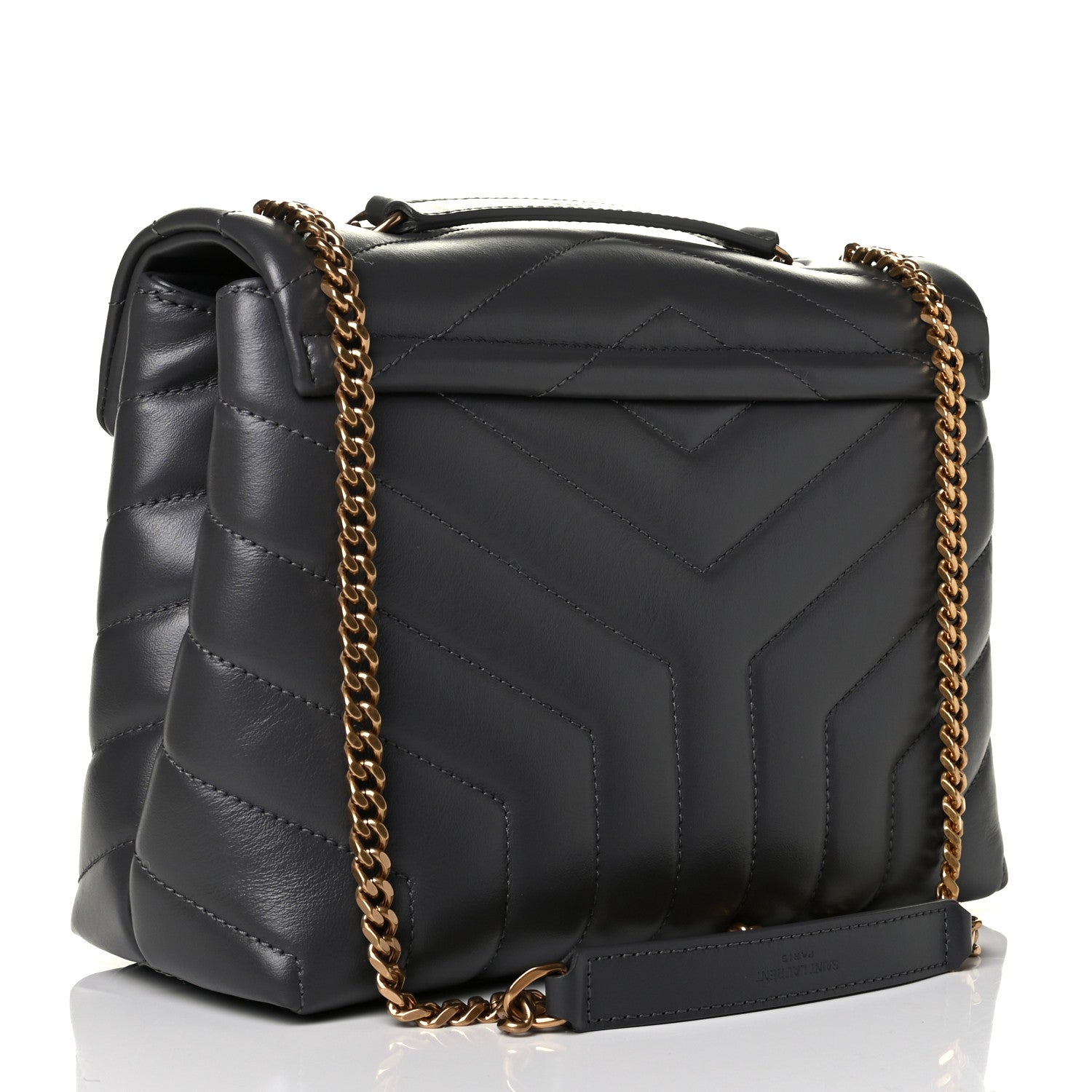 Saint Laurent Calfskin Y Quilted Monogram Small Loulou Chain Satchel Storm 2 of 5