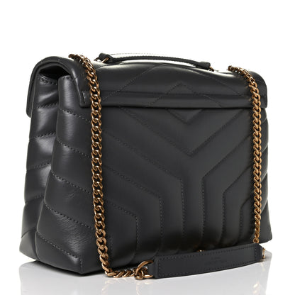 Saint Laurent Calfskin Y Quilted Monogram Small Loulou Chain Satchel Storm 2 of 5