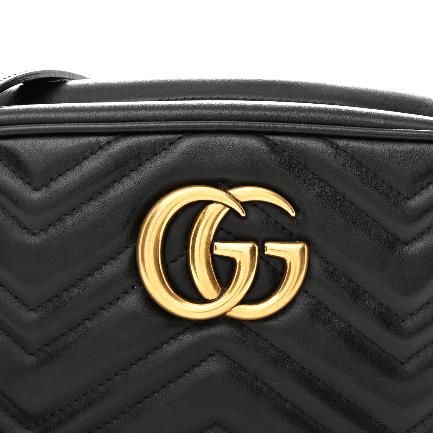 Calfskin Matelasse Small GG Marmont Chain Shoulder Bag Black