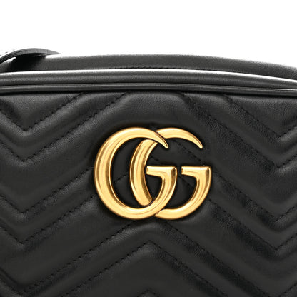 Gucci Calfskin Matelasse Small GG Marmont Chain Shoulder Bag Black 8 of 10