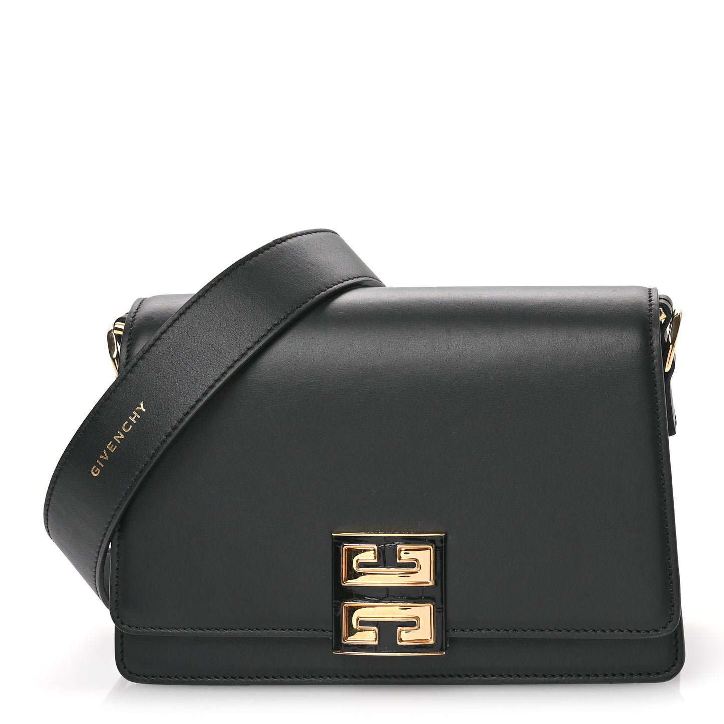 Calfskin Crocodile Embossed 4G Medium Crossbody Bag Black
