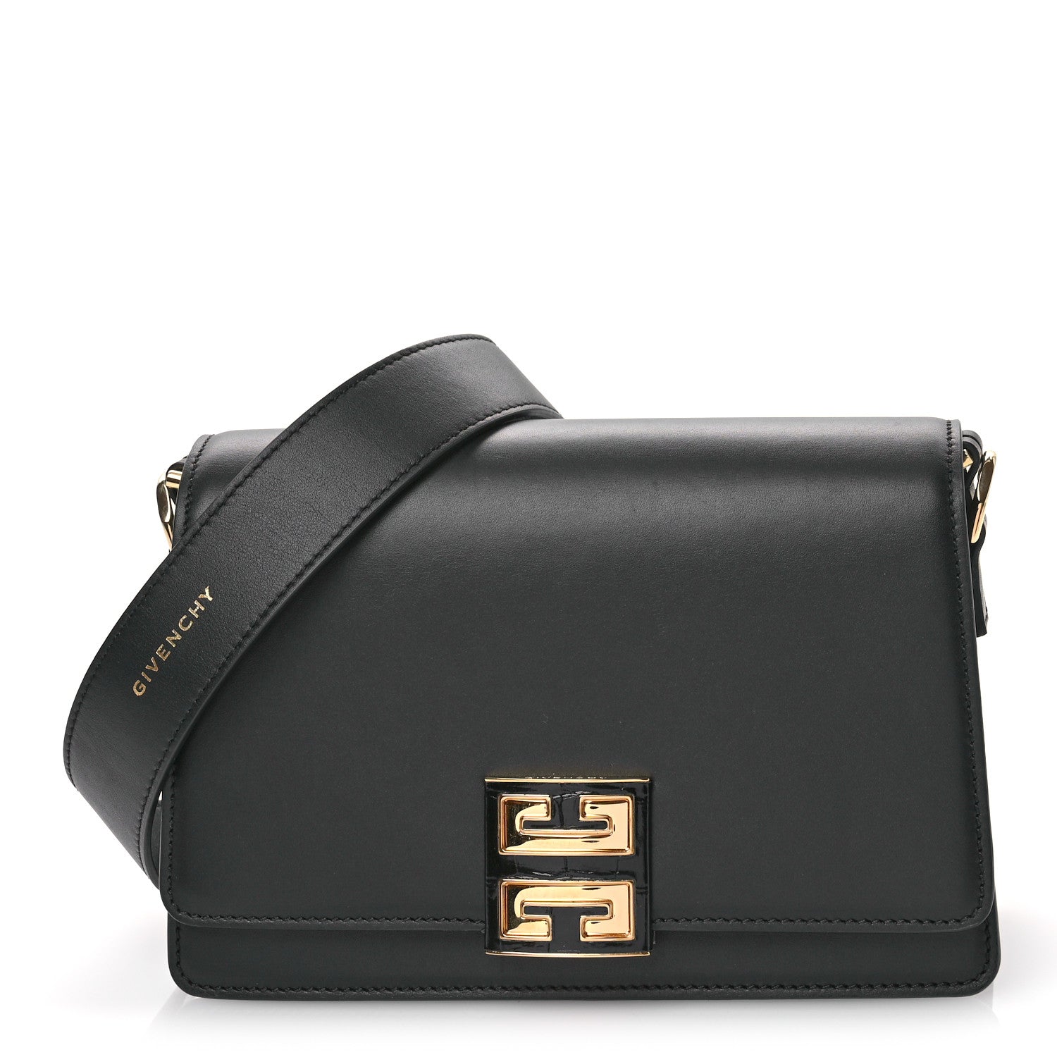Givenchy Calfskin Crocodile Embossed 4G Medium Crossbody Bag Black 1 of 10
