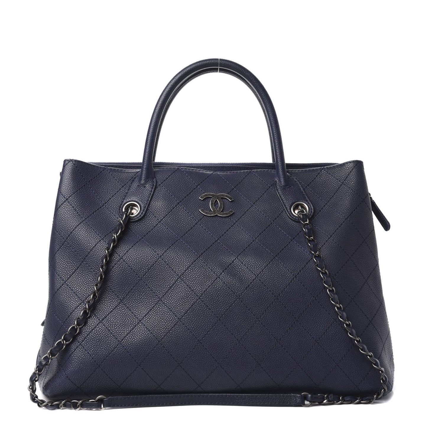 Grained Vegetal Calfskin Urban Shopping Tote Blue