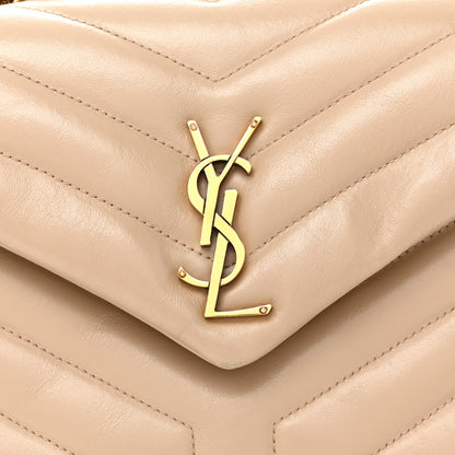 Saint Laurent Calfskin Y Quilted Monogram Small Loulou Chain Satchel Dark Beige 8 of 10